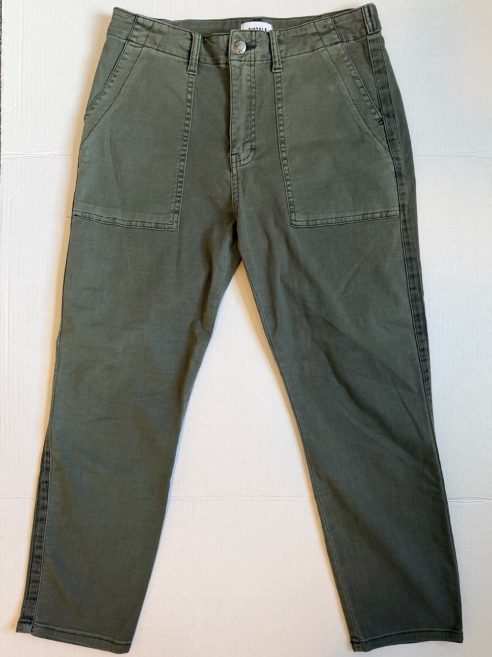 Pistola Green Olive Cropped Cargo Pants High Waisted Size 28 Womens